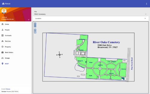 nexus web cemetery software map desktop laptop
